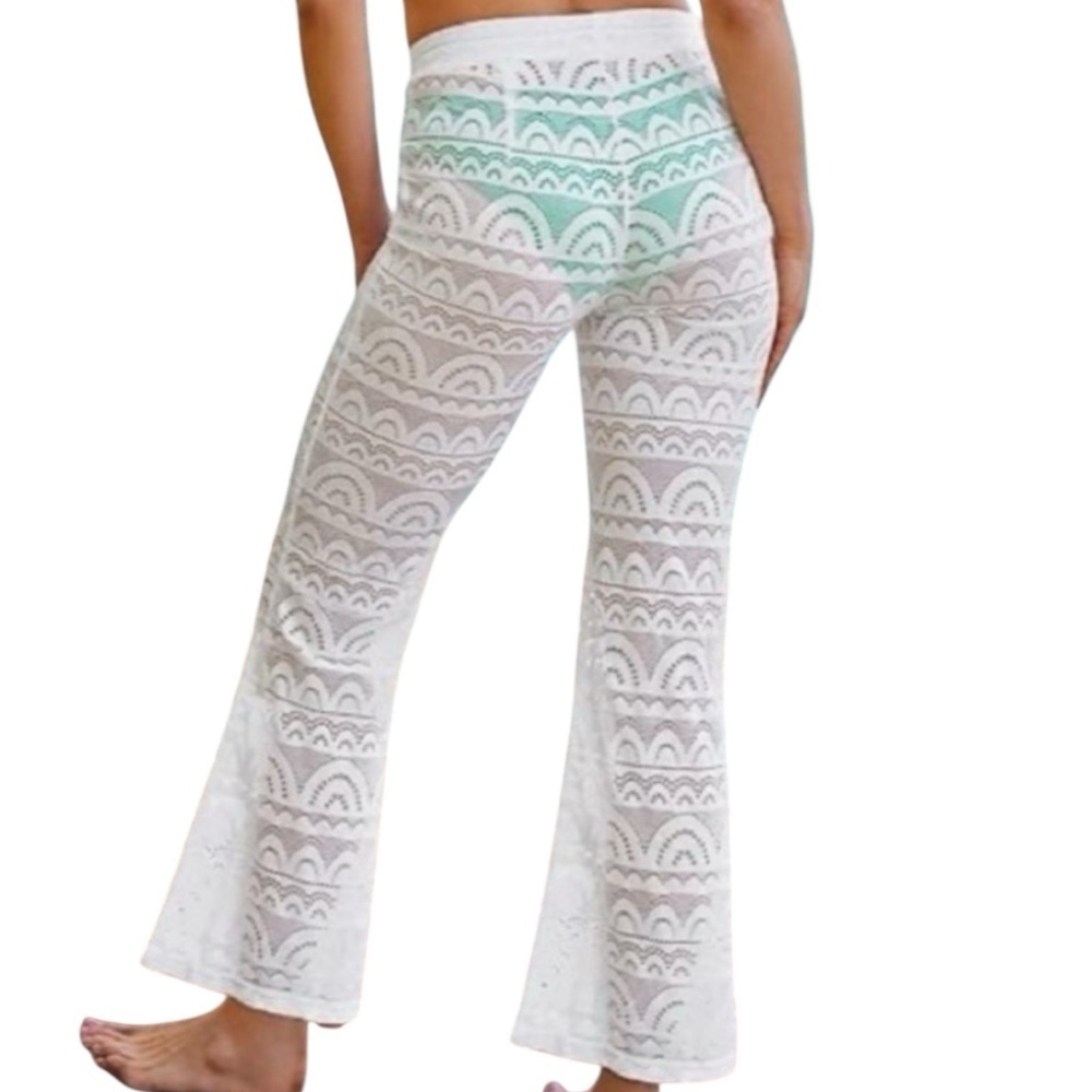 NWT CUPSHE Vanessa Lace Flare High Waist Coverup Pants Size Large - Picture 1 of 4